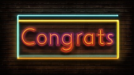 Obraz premium Vector realistic isolated neon sign of 'Congrats' frame logo for decoration and covering on the wall background.