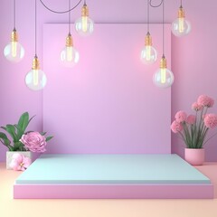 Light Pink Floral Display Platform
