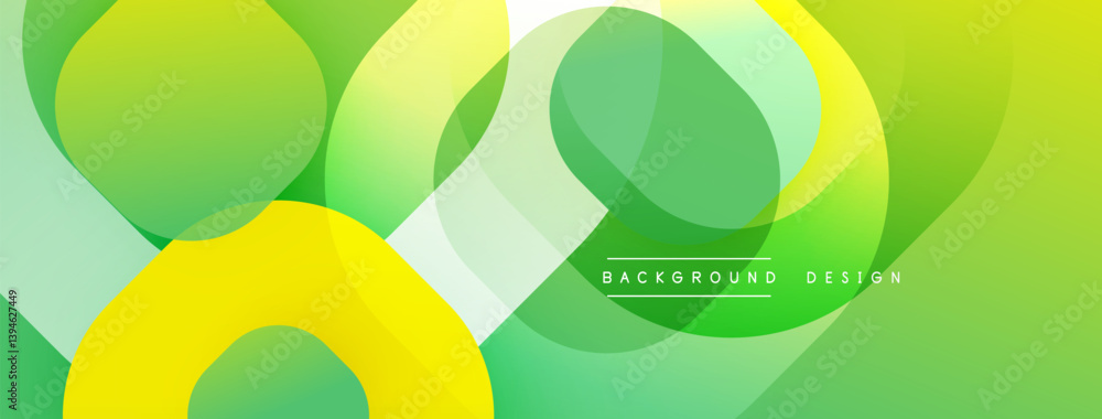 Poster abstract composition featuring overlapping circles, gradients. shades range from vibrant yellow to s