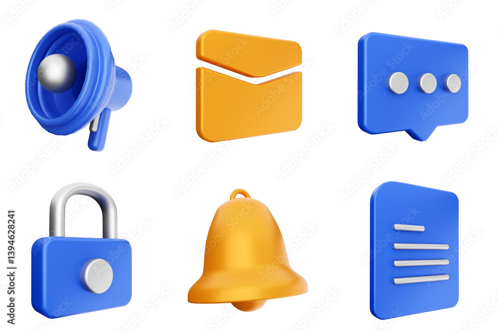 Poster 3d user interface icon set bundle