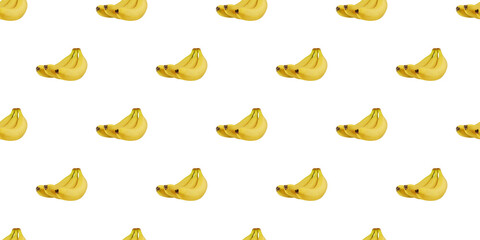 Bunch of bananas seamless pattern isolated on white background
