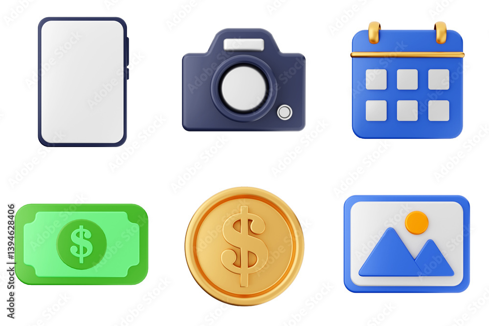 Poster 3d user interface icon set bundle