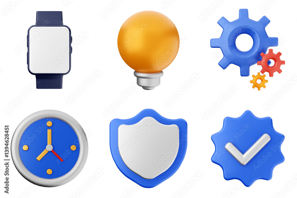 Poster 3d user interface icon set bundle
