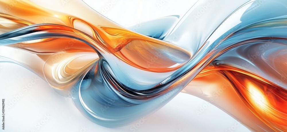 Aufkleber abstract fluid shapes in vibrant orange and blue tones creating dynamic visual flow