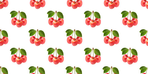 Rainier cherries forming seamless pattern isolated on white background