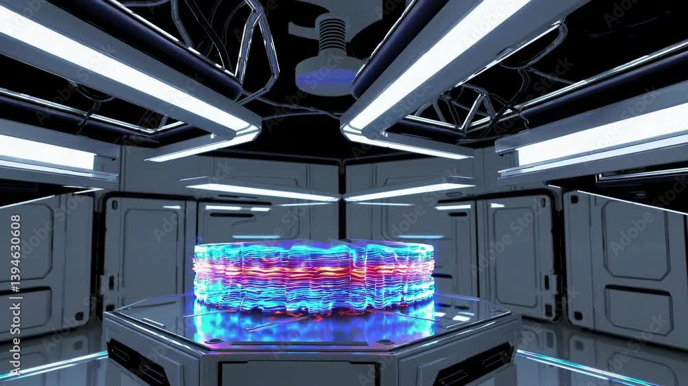 Poster Exploring the futuristic energy core in a high-tech laboratory setting