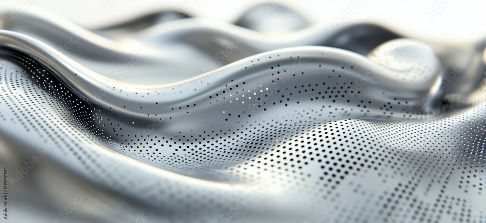 Poster abstract silver wave texture with dotted pattern and smooth curves