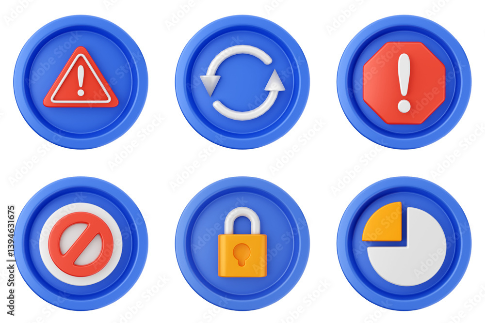 Poster 3d user interface icon set bundle