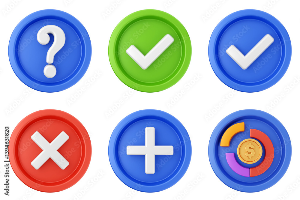Poster 3d user interface icon set bundle