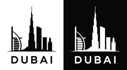 Bold Black Dubai Skyline Logo Modern City Identity for Travel and Real Estate Brands