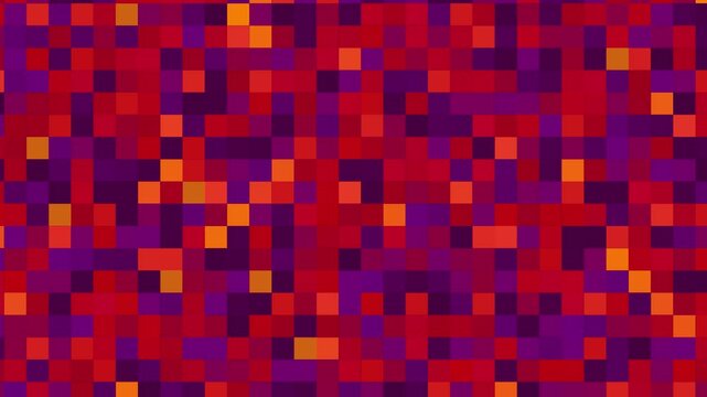 Digital multi color mosaic technology background. Abstract moving light pixel block. Pixel dots in motion. Digital square block loop animated background
