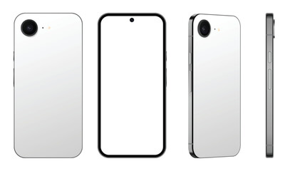 Realistic smartphone mockup. Mobile phone vector with isolated on white background. Device front view. 3D mobile phone with shadow. Realistic, high quality smart phone mockup for ui ux presentation.