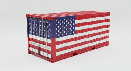 USA Flag Container Shipping Import Export - American flag container symbolizes international trade, global shipping, logistics, import, and export business