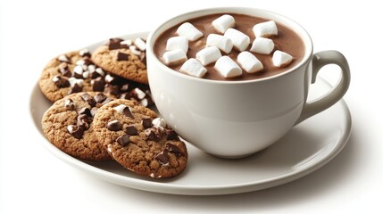 A Cup Of Hot Chocolate With Marshmallows And Cookies