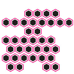 Simple abstract black and pink border hexagon honeycomb victeor pattern designe.