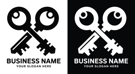 Crossed Keys Logo Bold Black Trust Symbol for Real Estate