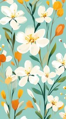 Spring flower pattern backgrounds painting.