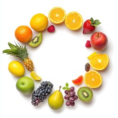 Vibrant fruit arrangement studio setting food photography bright environment close-up view healthy concept