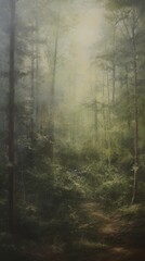 Obraz premium Acrylic paint of forest landscape woodland outdoors.