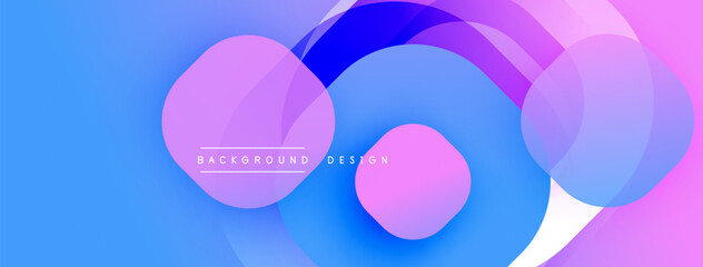 Abstract fluid shapes overlap, creating vibrant blue, purple, pink gradients. Modern design evokes movement, depth, smooth transitions. Minimalist aesthetic suitable for digital backgrounds.