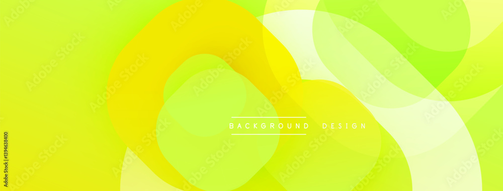 Poster Abstract vibrant background. Overlapping circles create dynamic visual effect. Yellow, lime, green hues blend seamlessly. Modern design suitable for digital projects.