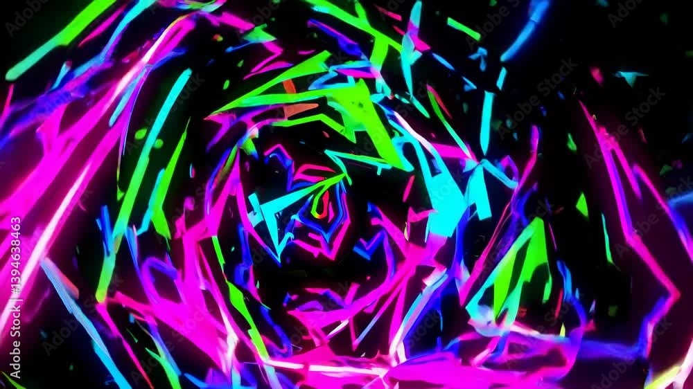 Poster Colorful abstract swirl animation creating a hypnotic visual experience in a digital space