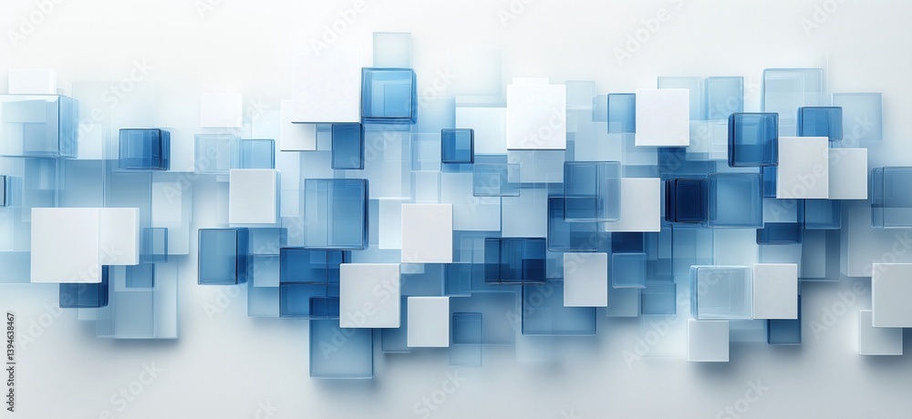 Poster abstract blue and white geometric shapes creating modern digital background design