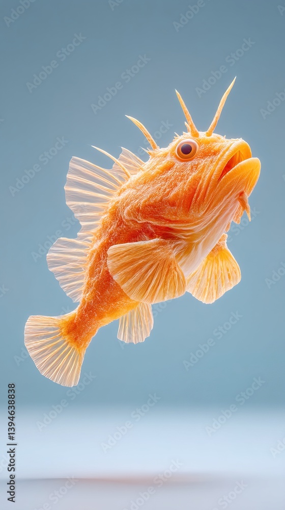 Poster floating anglerfish captured in studio-style setting