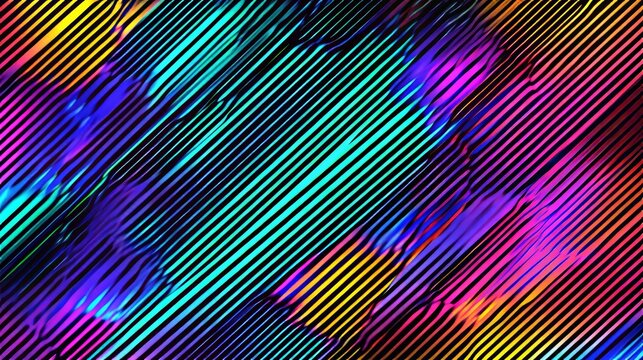 Abstract pixel sorting background with diagonal holographic lines, colorful iridescent distortion, dynamic glitch texture, and modern vector design in futuristic geometric style