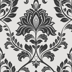 Elegant Black Damask Seamless Wallpaper Pattern
