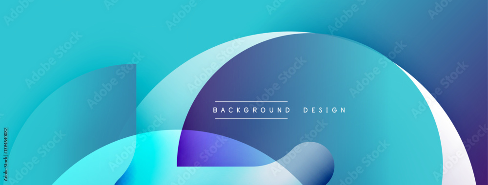 Poster Abstract fluid shapes overlap, creating dynamic blue gradient background. Modern design features soft curves, subtle shadows, text background design. Visually appealing composition.