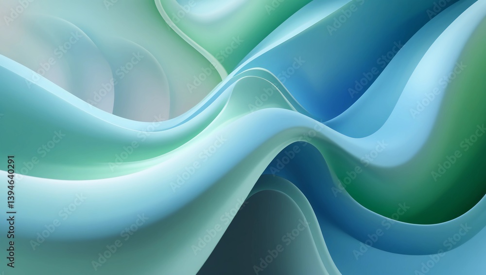 Poster abstract smooth blue and green gradient background with wavy curves and soft lighting effects.