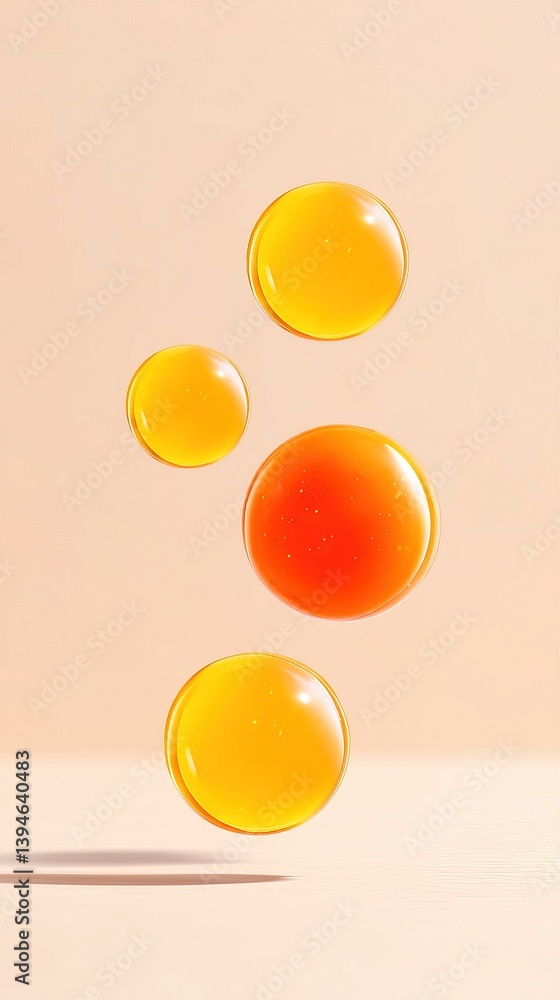 Poster suns gracefully float in a soft background