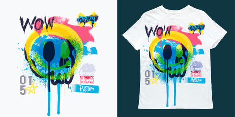 Smile and the skull. Art urban typography, graphic motivation quotes. Street urban vector graffiti print. Fashion vector hand drawn unique typography for clothing, cards, prints Tee, posters.