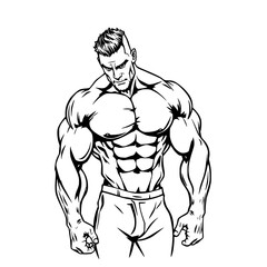 Fototapeta premium Muscular Figure: This image presents a meticulously crafted illustration of a powerfully built individual, emphasizing sculpted physique.
