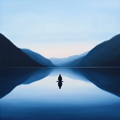 Fototapeta premium Person meditating in serene water