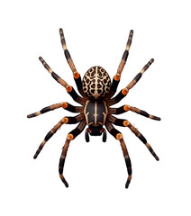 Detailed Spotted Spider with Hairy Legs, Transparent Background.