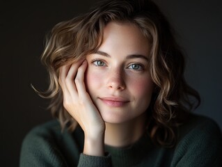 Woman rests her face on her hand