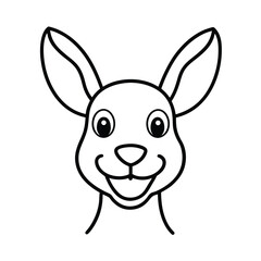 mascot style kangaroo head with large ears and a cute face