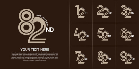 Anniversary logo type set with double line number. brown and white color can be use special moment