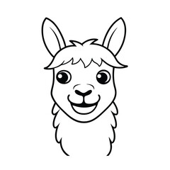 mascot style llama head with big stylized eyes and fluffy fur