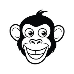 mascot style monkey head with exaggerated features and a grin