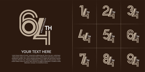 Anniversary logo type set with double line number. brown and white color can be use special moment
