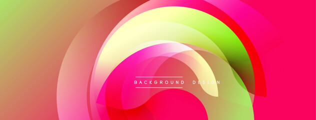 Vibrant abstract layers create dynamic composition. Smooth gradients blend pink, yellow, green hues. Modern design evokes energy, fluidity. Background features text background design.
