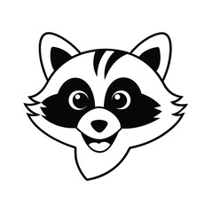 mascot style raccoon head with a fluffy tail and a grin