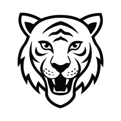 mascot style tiger head with bold stripes and a fierce face
