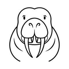 mascot style walrus head with huge tusks and a quirky smile