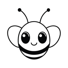kawaii bee head with tiny antennae and big sparkling eyes