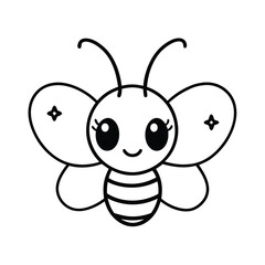 kawaii bee head with tiny antennae and big sparkling eyes