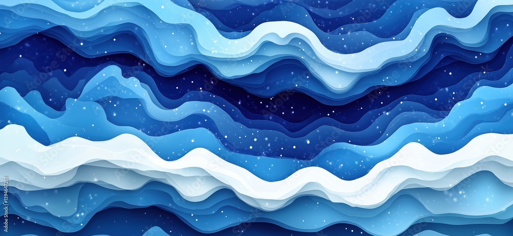 Aufkleber abstract blue waves with layered textures and gradients creating a serene oceanic feel